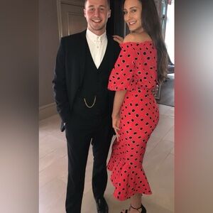 Red Polka Dot Off-Shoulder Dress